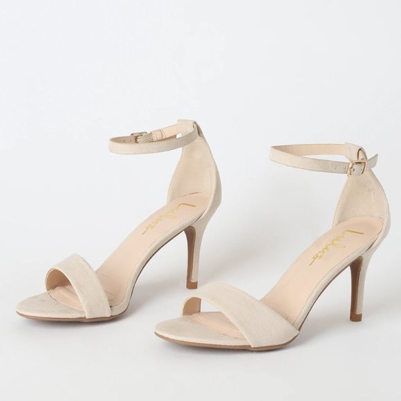 Lulus Shoes - Lulu's Lover Natural Suede Ankle Strap Heels 7.5